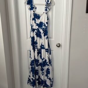 Open back floral long sun dress M